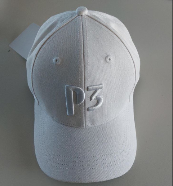 6 Panel Cap in white color with white logo