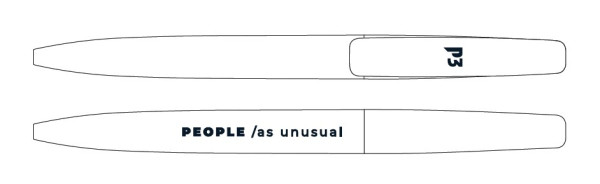 Pen BRIDGE Softtouch in white color with blue logo